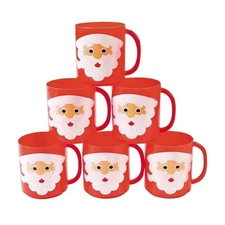Fun Express Set of 12 Pieces Santa Face Mugs for Christmas, Holds 8 oz, BPA Free