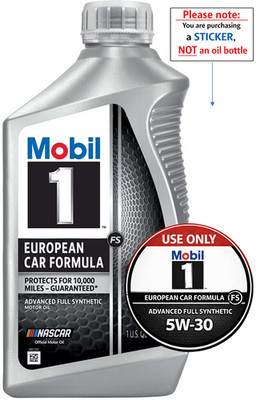 Mobil 1 FS European Car Formula  5W-30   Engine Bay ID Labels (Set of 2)