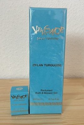 Versace pour femme Dylan Turquoise Eau de Toilette Parfum Miniatur, Duschgel NEU