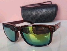 Oakley Holbrook Sunglasses Brown Orange Frame Green Mirror Lenses USA w/ Case