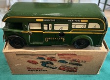 Wells Brimtoy 1940s/50s Green Line Tinplate Bus & Original Box Lovely Condition