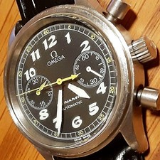 Omega Dynamic Cronografo Automatico Quadrante Nero Orologio Uomo Vintage Autentico