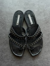 Manolo Blahnik Susa flat black leather sandals