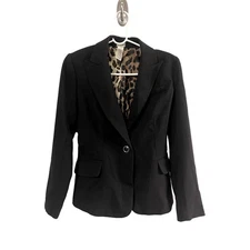 Cache Blazer with Corset Back, Lace and Animal Print Interior Sz 2