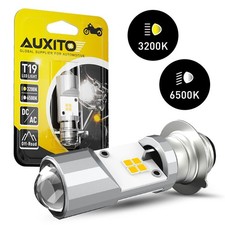 AUXITO 1pcs LED Driving Headlight AC/DC T19 Motorcycles ATV Cool White + Yellow