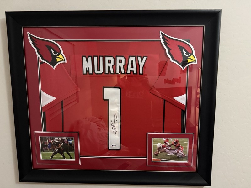 Kyler Murray Cardinals Signed Custom Framed Jersey Display (Beckett) 35” X 43”
