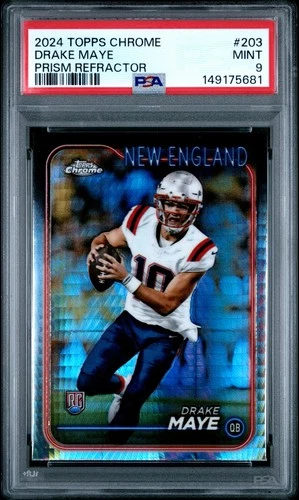 New Listing2024 Topps Chrome Drake Maye RC Prism PSA 9 #203 Patriots QB