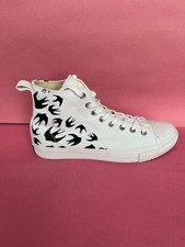 MCQ McQueen Swallow Swarm Vulc High Top White Canvas Sneaker. UVP: 290£. IT43/9