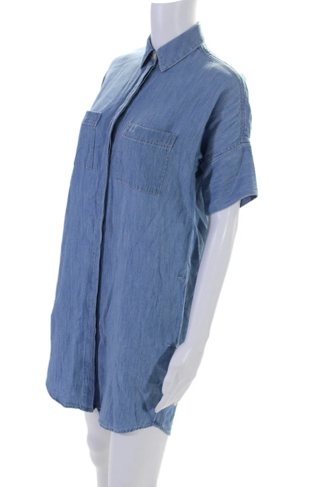 Madewell Womens Cotton Blend Denim Collared Short Sleeve Dress Blue Size XXS - Image 2 of 4