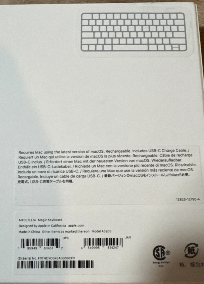 Apple Magic Keyboard (USB-C) - White - A3203 #MXCL3LL/A - Brand New Sealed - Image 3 of 4