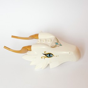 Lego Elves Queen Dragon White Replacement Head ONLY with Gold Horns 41179