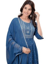Women's Rayon Kurta with Pant  Dupatta Set
