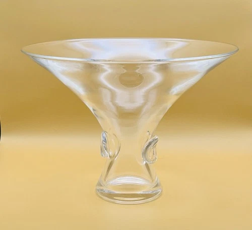 Steuben Mid-Century Signed Crystal  Flared Thumb Print Vase Signed Mint