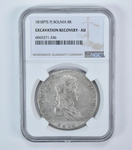 1818 PTS PJ Bolivia 8 Reales Excavation Recovery AU NGC *6017