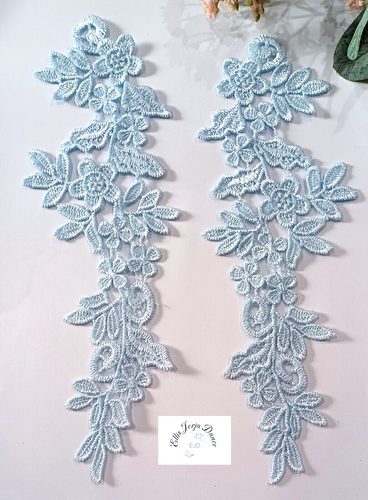 Beautiful blue Lace appliques for costume / hair , size 10 inches x 3 inches - Picture 7 of 7