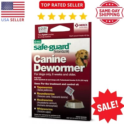 Safe-Guard Canine Dog Dewormer- 3 Four Gram Packets (Merck) (Exp 1/2026)