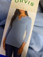 Orvis  Sleeve Split Neck Top Slight Hi-Low Hem Fit  I42
