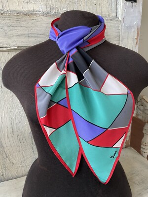 Vera Colorblock Mod Vibes 100% Silk Blend Bias Cut Scarf * please read