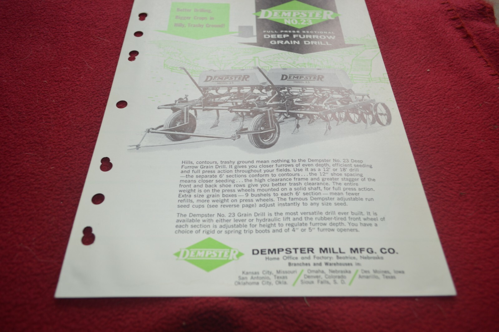 Dempster 23 Deep Furrow Grain Drill Dealer's Brochure AMIL15 eBay