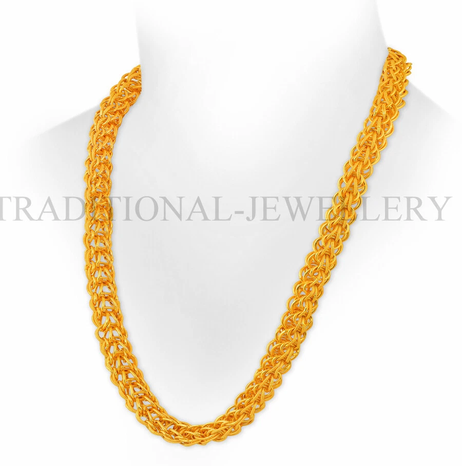 DUBAI GOLD CHAIN 22K 20K YELLOW GOLD HEAVY WEIGHT CHAIN NECKLACE