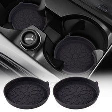 2pcs Car Cup Holder Black Insert Coasters Pads Anti Slip Interior Accessories