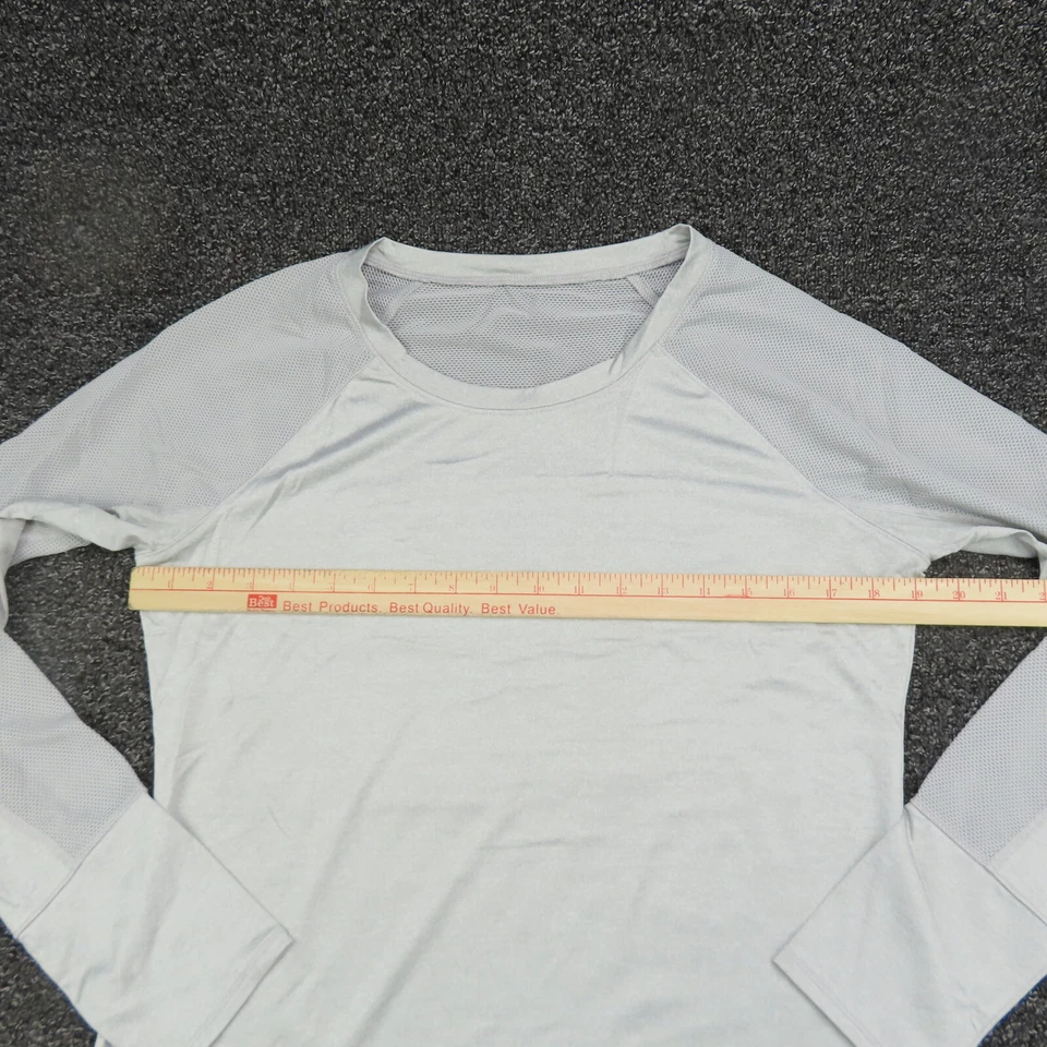 Camisa Reebok Mujer Pequeña Gris Manga Larga Transpirable Correr Gimnasio Damas Foto 3 de 4