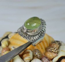 Natural Green Prehnite Ring,925 Sterling Silver,Handmade Ring,All Sizes 3 to 14