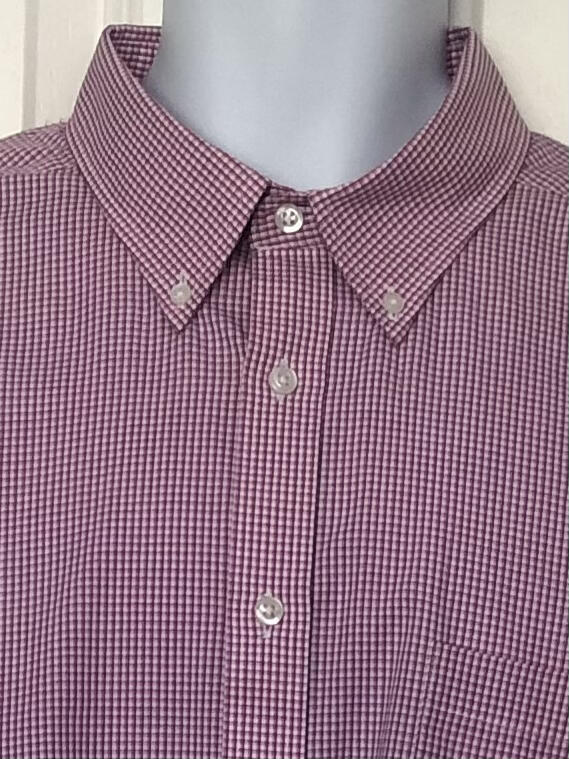 IZOD  EUC Button-Down Pink White Check Cotton Pol… - image 1