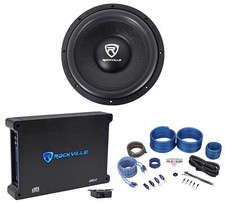 Rockville W12K6D4 V2 12" 2400 Watt Car Audio Subwoofer Mono Amplifier Amp Kit