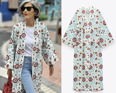 ZARA LIMITED EDITION KIMONO JACKE MANTEL STICKEREI EMBROIDERED