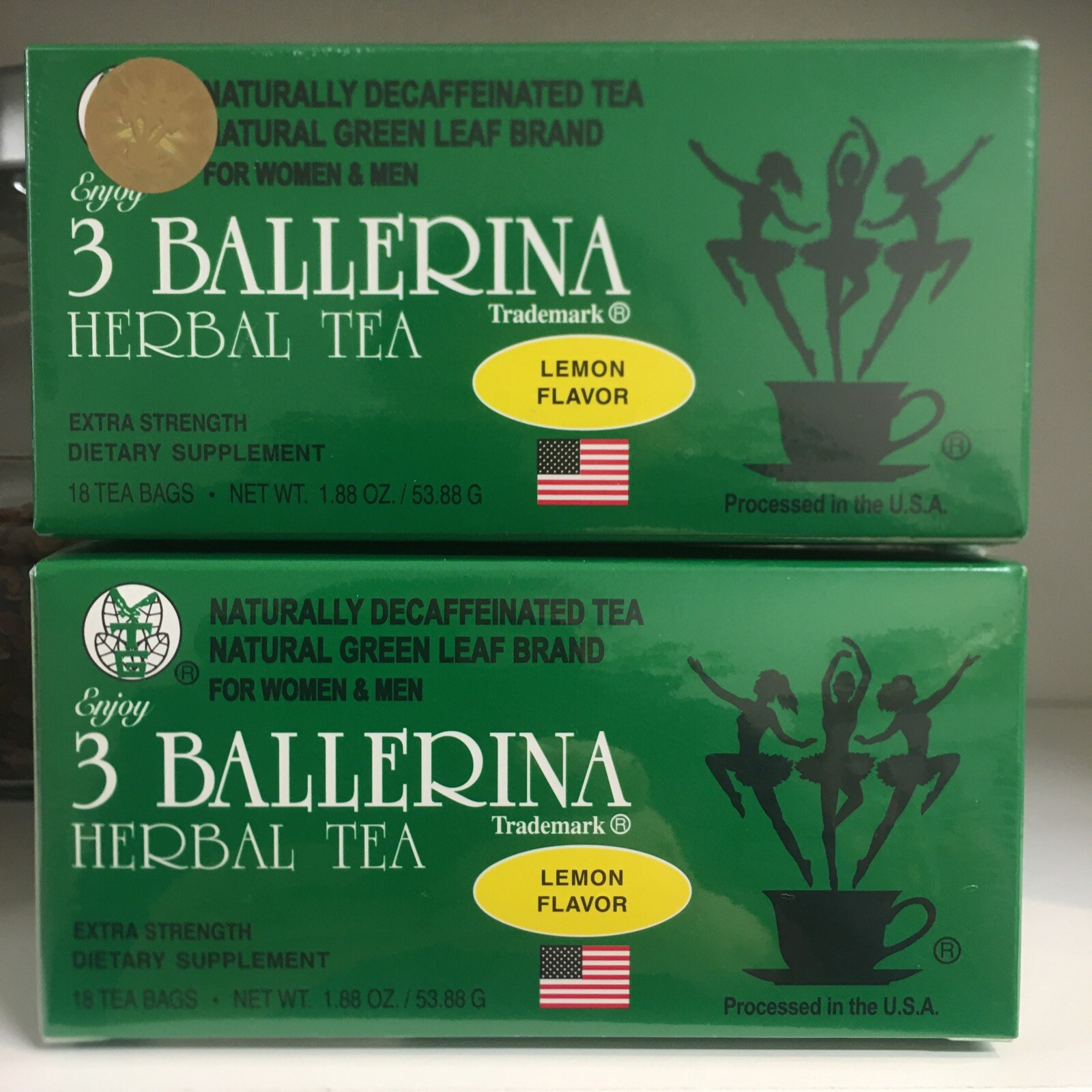 2 Boxes 3 Ballerina Herbal Tea Lemon Flavor Extra Strength 36 Teabags