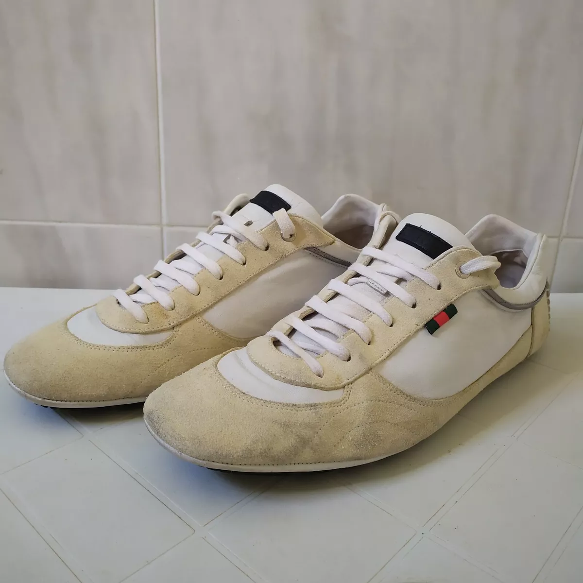 Gucci Mens Sneakers Shoes Size US 8 EU 41 42 Leather White Top Sneakers Men