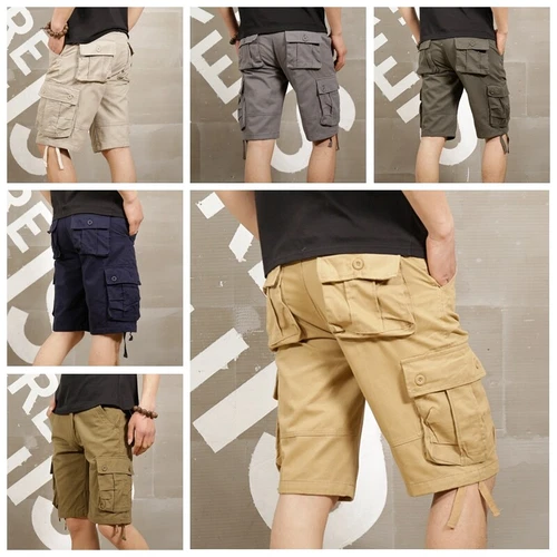 Herren Oversize Cargo Shorts Halbe Hose Knielang Freizeit Mehrere Taschen Sommer Heiß - Bild 2 von 24