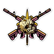 AR-15 Skull Dagger, Vinyl Decal Sticker, Indoor Outdoor, 3 Sizes, #8024