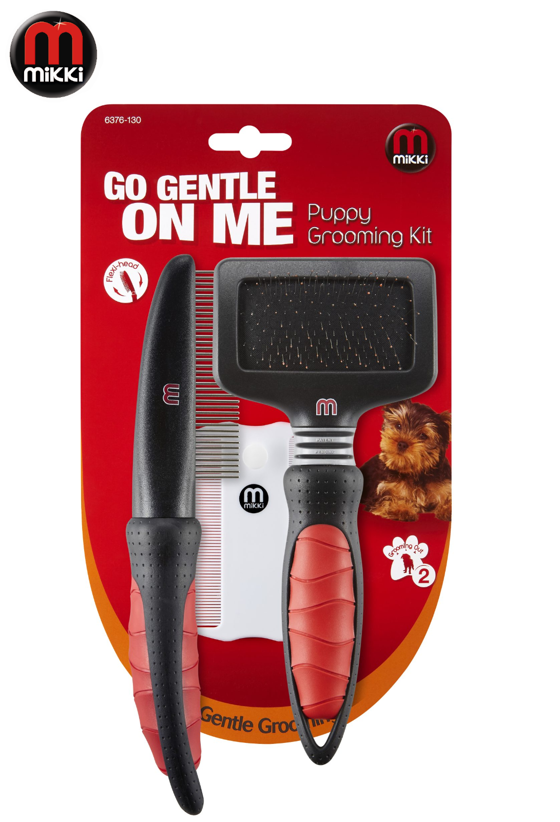 MIKKI PUPPY GROOMING KIT PET DOG PUPPY GROOMING COAT CARE SLICKER BRUSH COMB
