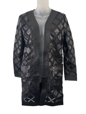 Bagatelle Women s Black Faux Leather Open Upscale Soft Shell Coat. Size SmallNWT