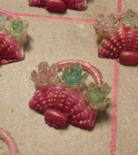 4 Vintage Flower Basket Charms Pastel Gold Accent Japan 11mm Hand Painted Cute 