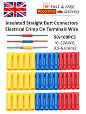 Insulated Straight Butt Connectors Electrical Crimp On Terminals Wire Cable