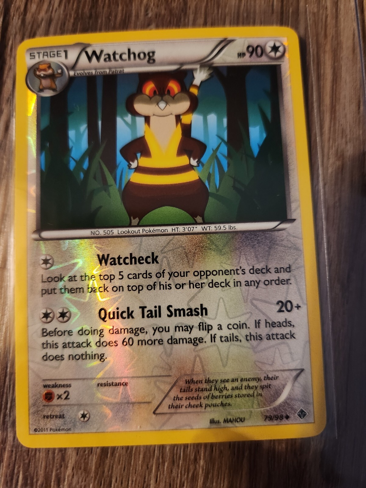 Pokemon Card Reverse Holo Watchog 79/98 BW Emerging Powers 2011
