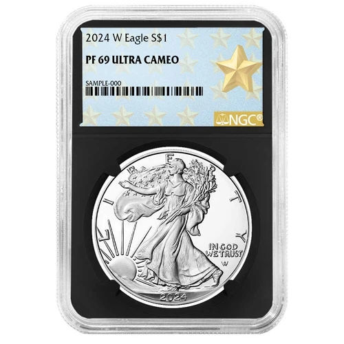 2024-W Proof $1 American Silver Eagle NGC PF69UC West Point Star Label Retro ...
