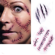 3Pcs/Set Waterproof Tattoo Sticker Halloween Zombie Scar Tattoos Fake Scars