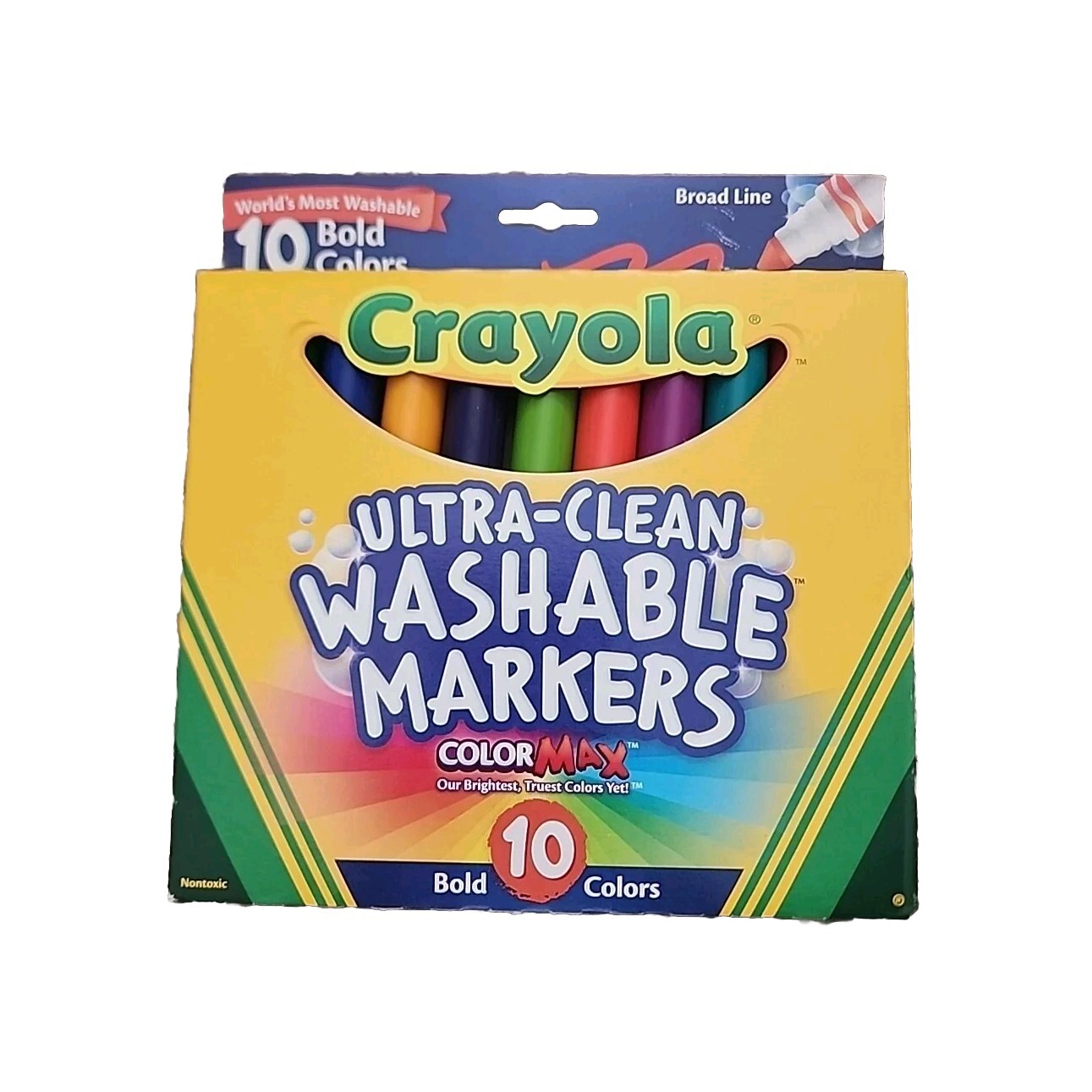 Crayola 10 Count Ultra-Clean Broad Line Washable Markers Beginner Child