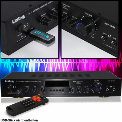 HiFi Receiver Karaoke Verstärker Fernbedienung Bluetooth MP3 Liston Big Light