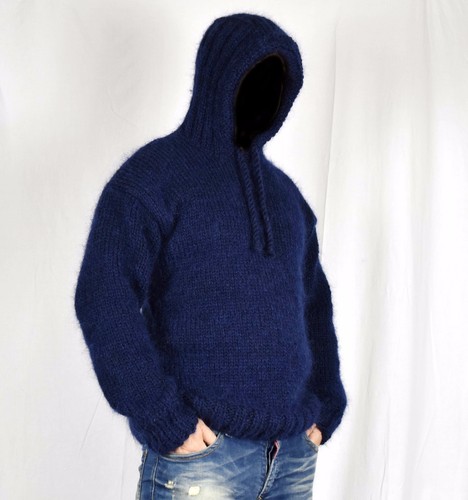 Hand Knitted WOOL MOHAIR mens sweater 