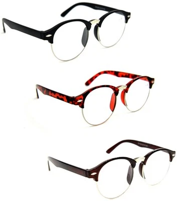FADS & FASHIONS Reading Glasses Classic Round Half Frame Browline Stylish Retro Fashion TN106