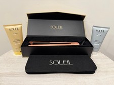 SOLEIL Flat Iron Rose Gold Hair Straightener w/ Case Shampoo Conditioner Bundle