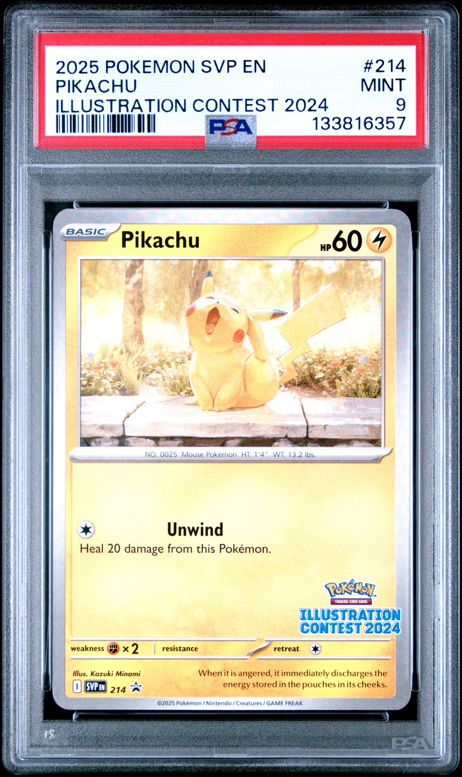 2025 POKEMON SVP EN-SV BLACK STAR PROMO ILLUSTRATION CONTEST 2024 PIKACHU PSA 9