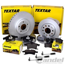 TEXTAR BREMSSCHEIBEN + BEL&Auml;GE VORNE+HINTEN f&uuml;r MERCEDES C-KLASSE W203 + CLK W209