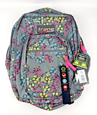 NEW JanSport Trans TM60 Gray Floral Laptop Backpack Bottle Holder 36L FREE SHIP