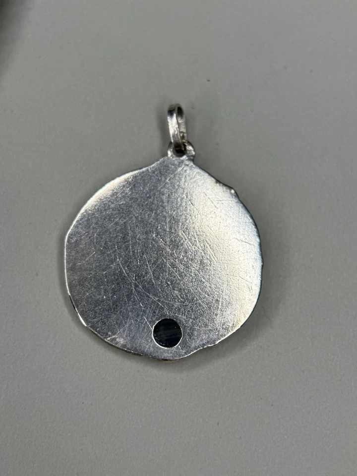 Jugendstil Kettenanhänger Silber Saphir Dame Pferd Reiten Art Nouveau Frau - Bild 4 von 4